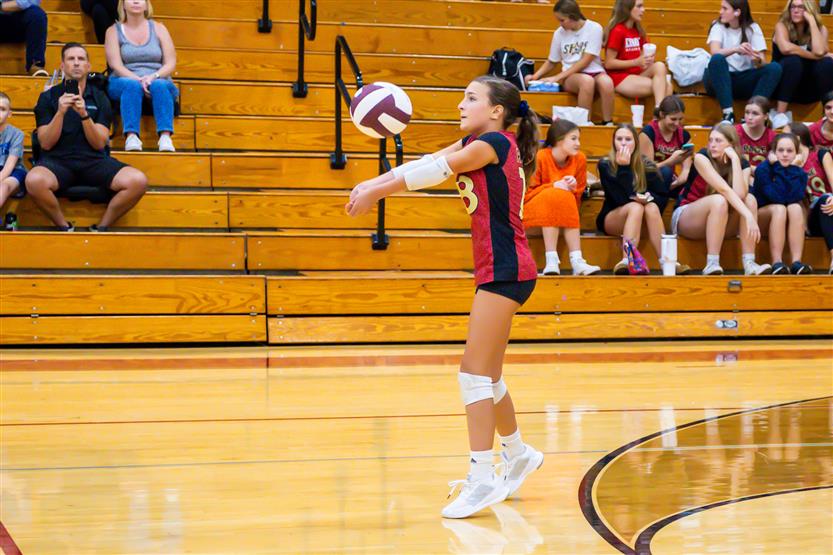 Student-athletes play volleyball